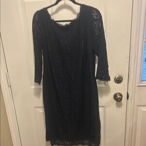 Adrianna Papell Blue Sheath Dress with 3/4 Sleeves